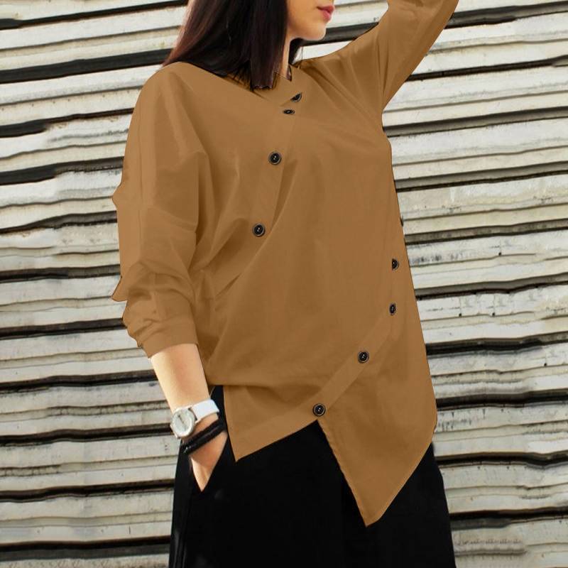 Long Sleeve Asymmetric Cardigan Shirt Top