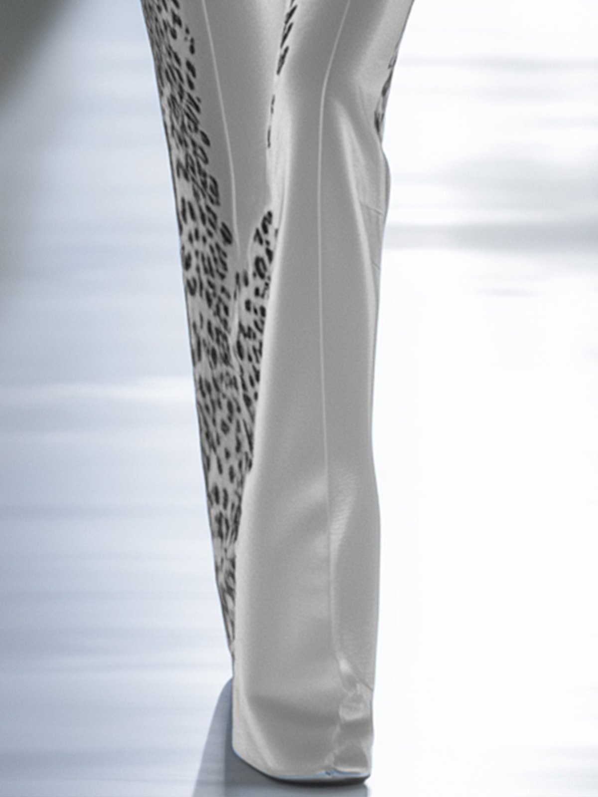 Classic Gray Velvet Leopard Print Pants