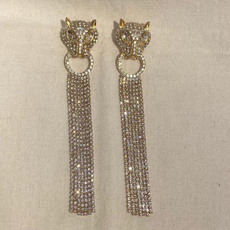 Leopard Diamond Tassel Earrings