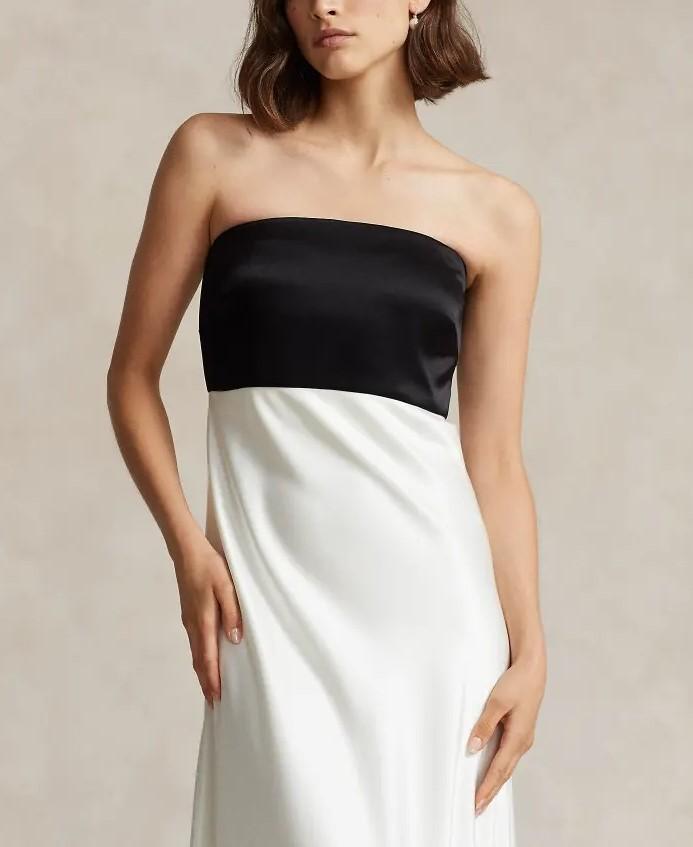 Strapless Two-Tone Satin Dress