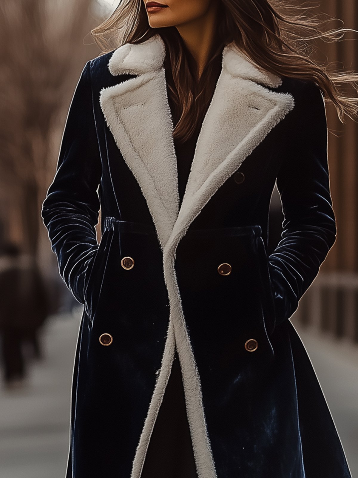 Velvet Coat With Fur Lining And Fur Trim