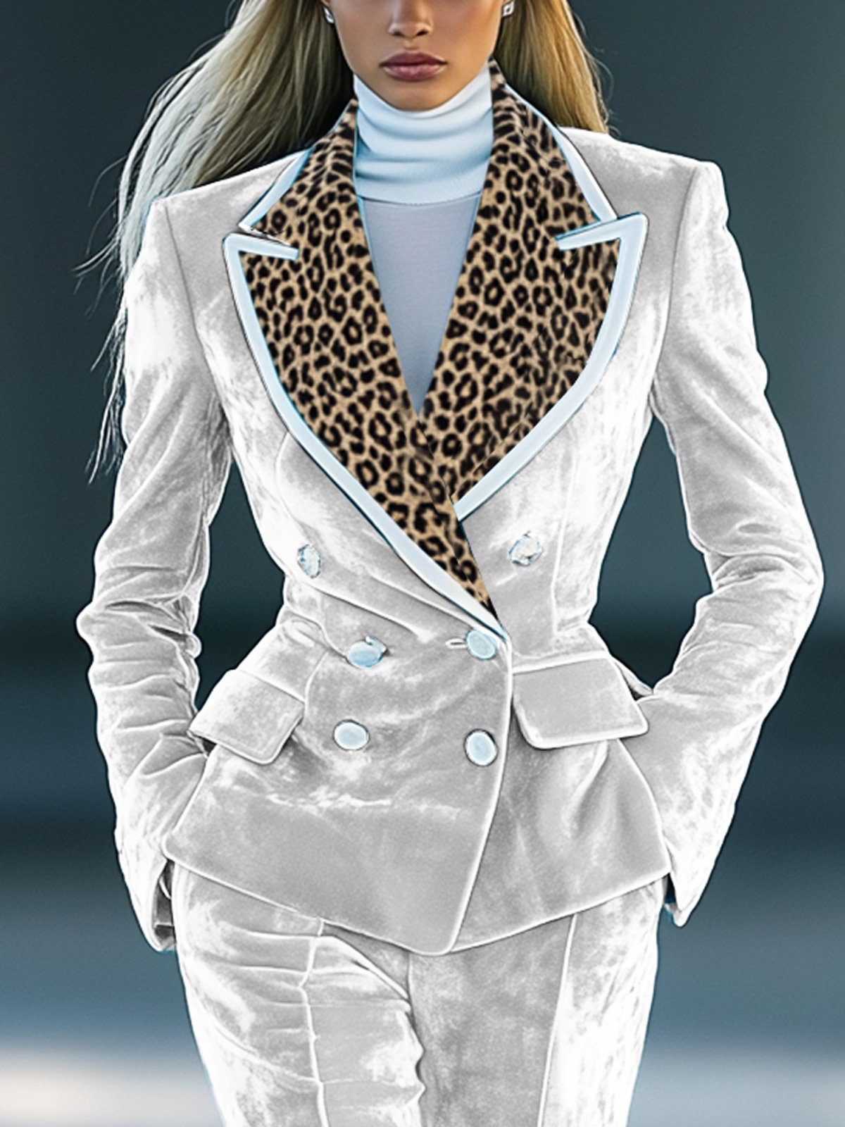 High Quality White Velvet Suit