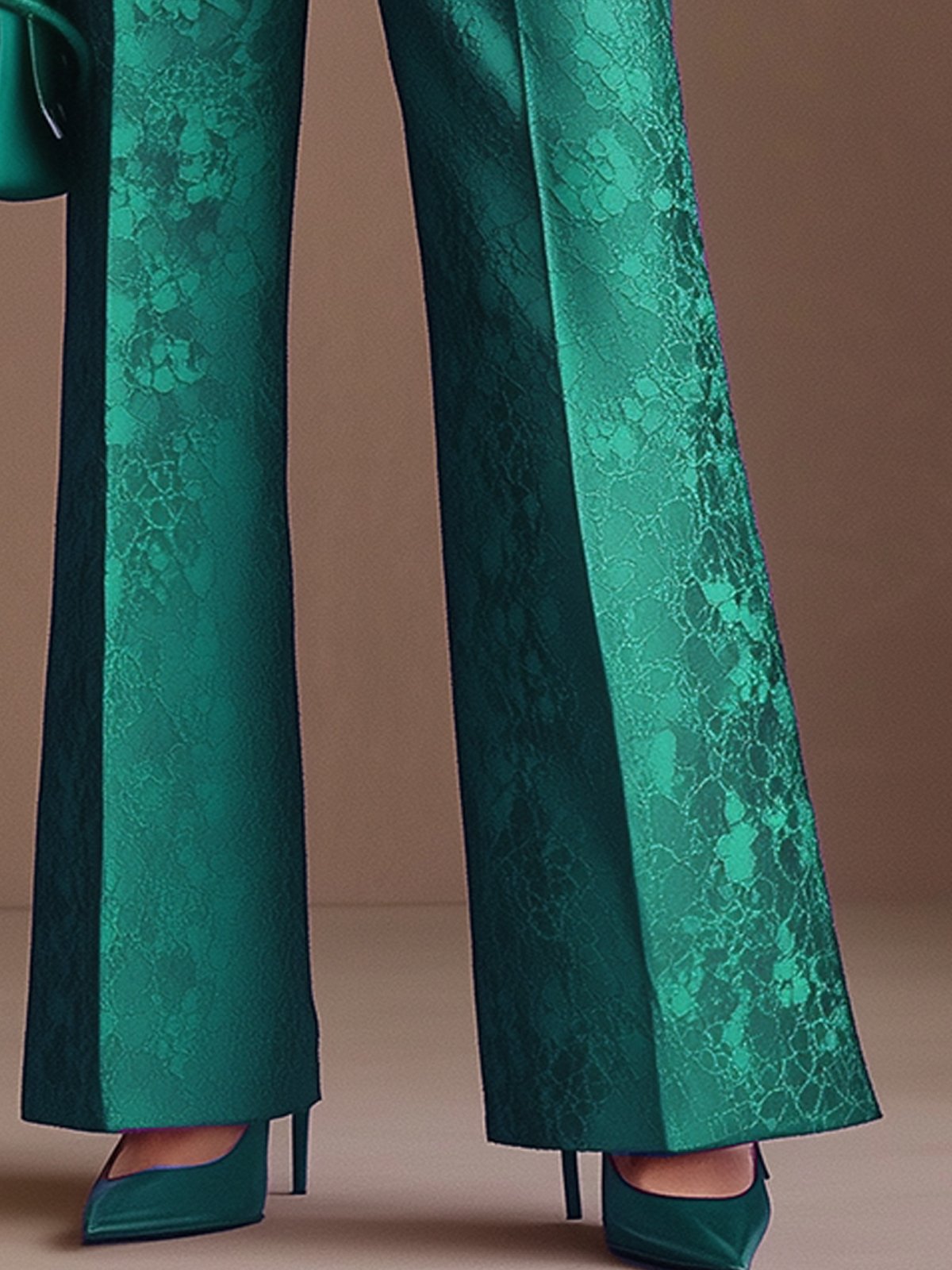 Charming Pants In Green Lace Print