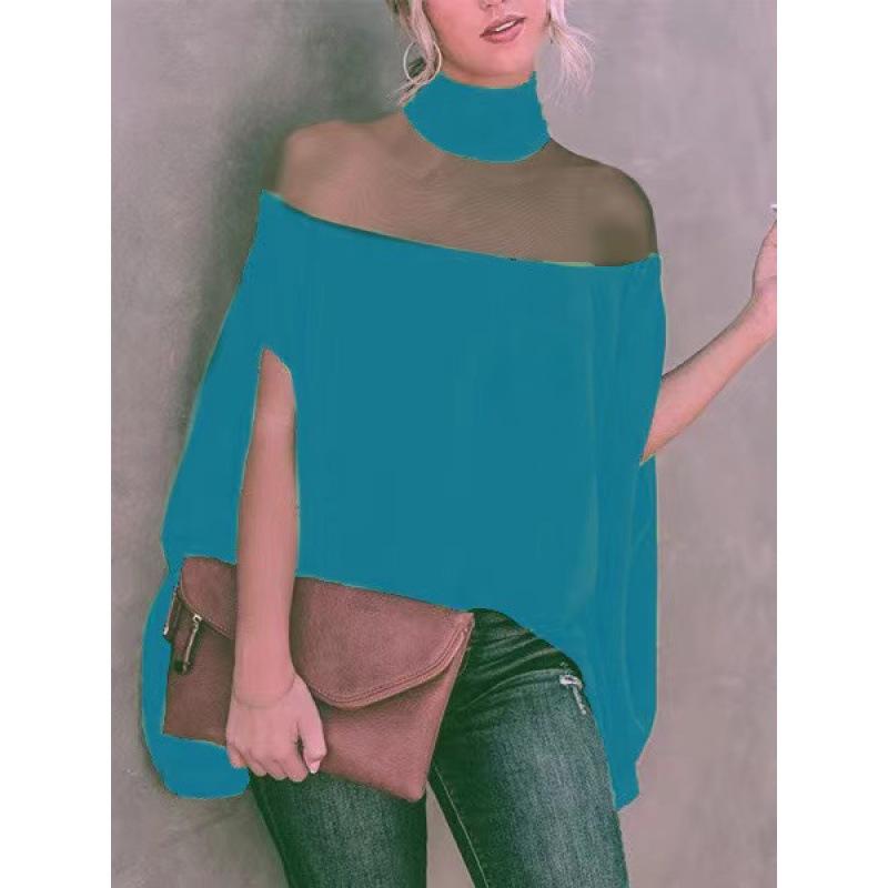 Batwing Sleeves See-Through Blouses