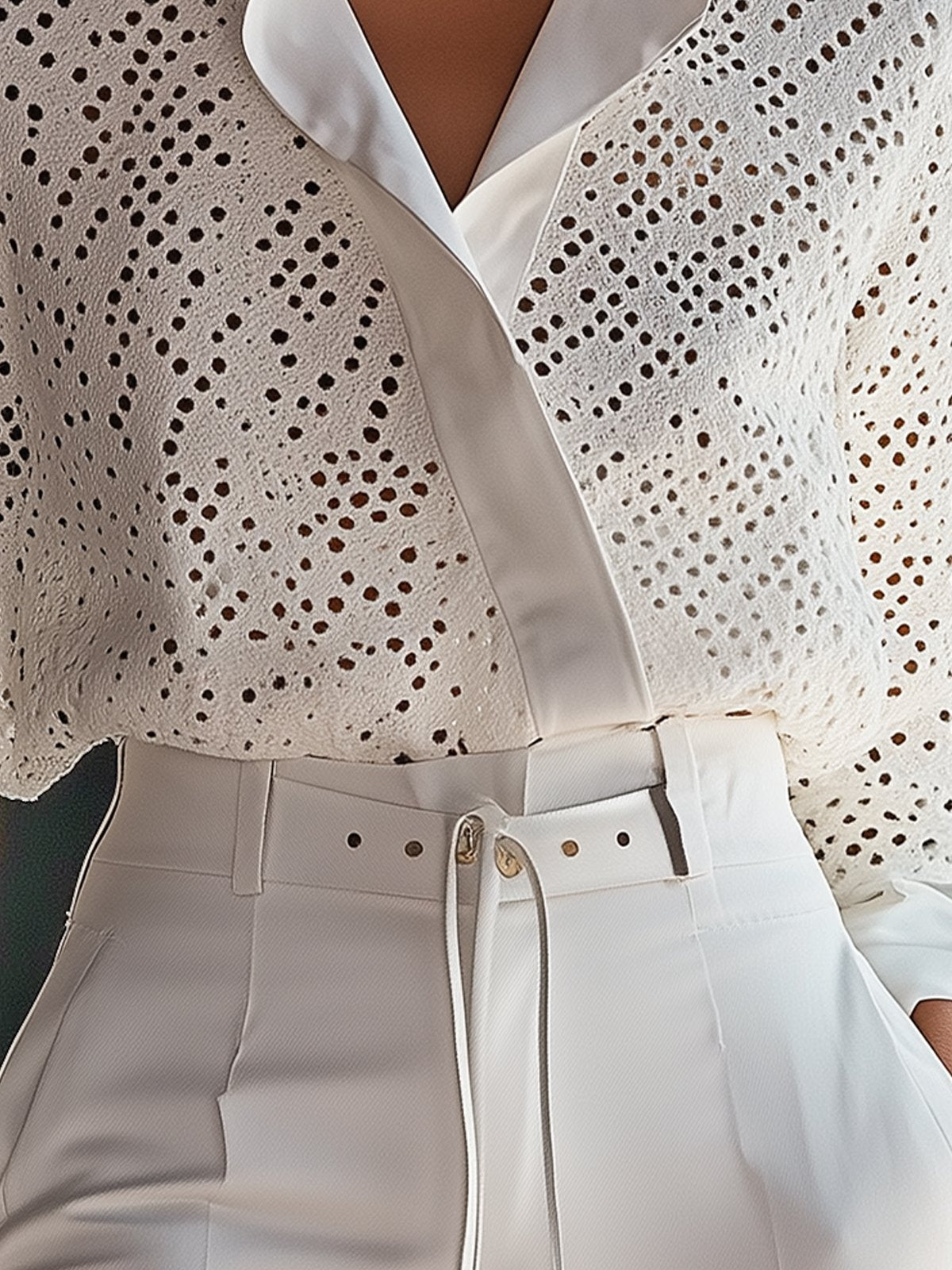 White Eyelet Design Blouse