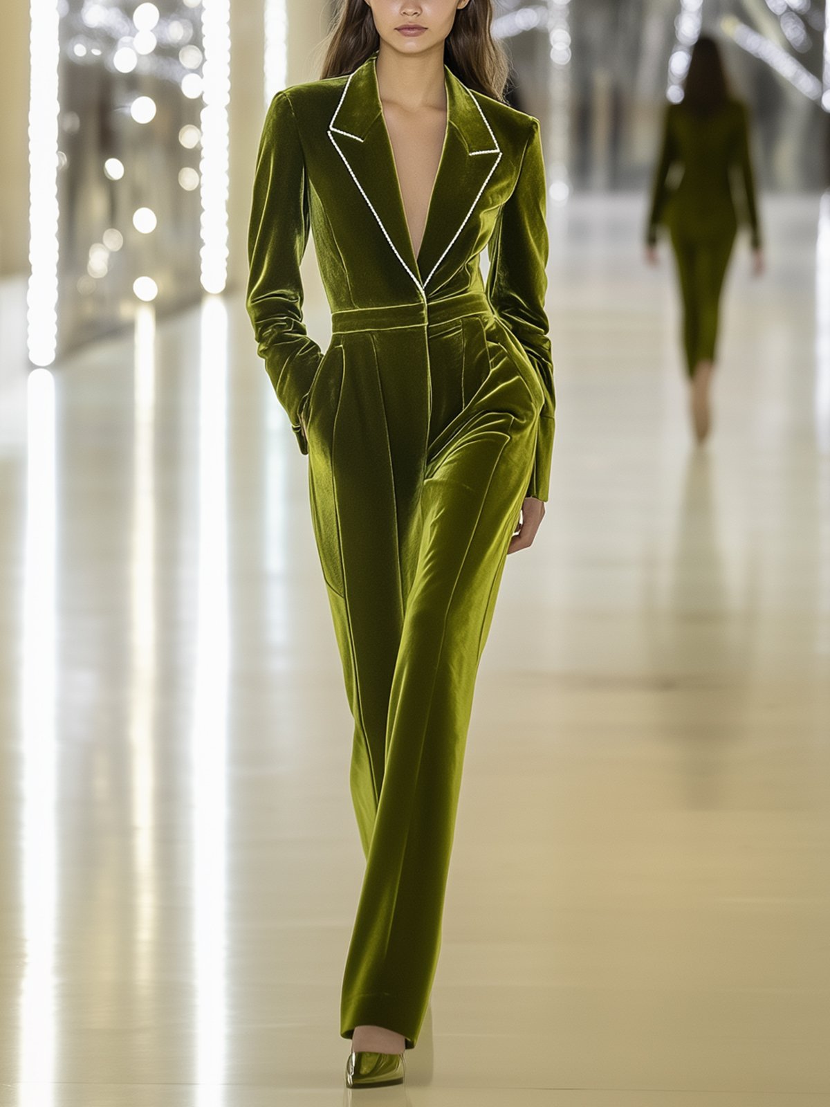 Energetic Army Green Fitted Jumpsuit