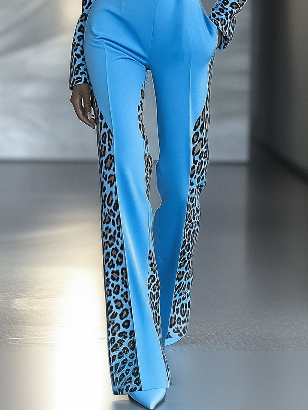 Light Blue Leopard-Print Jumpsuit