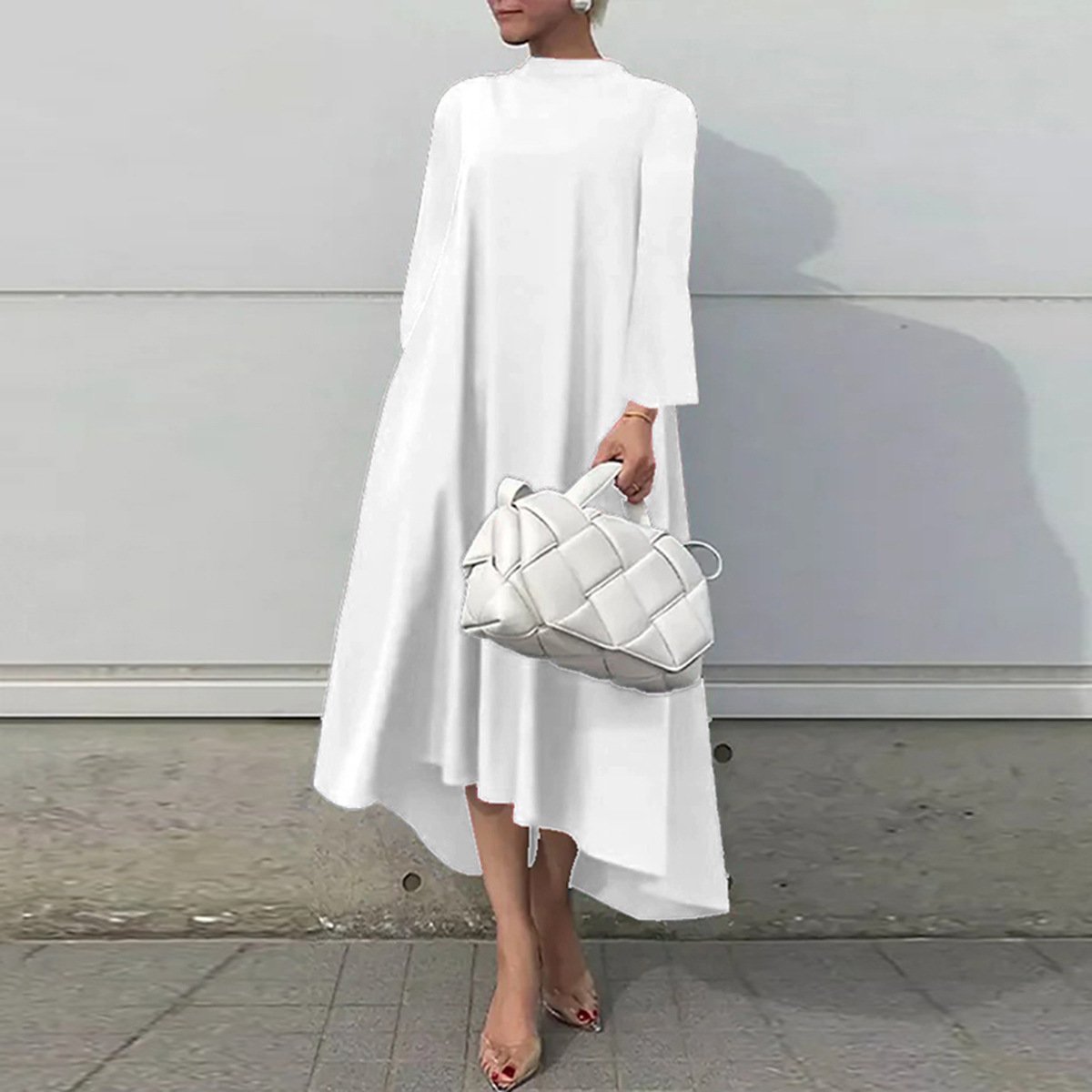 Casual Long Sleeve Solid Color Maxi Dress