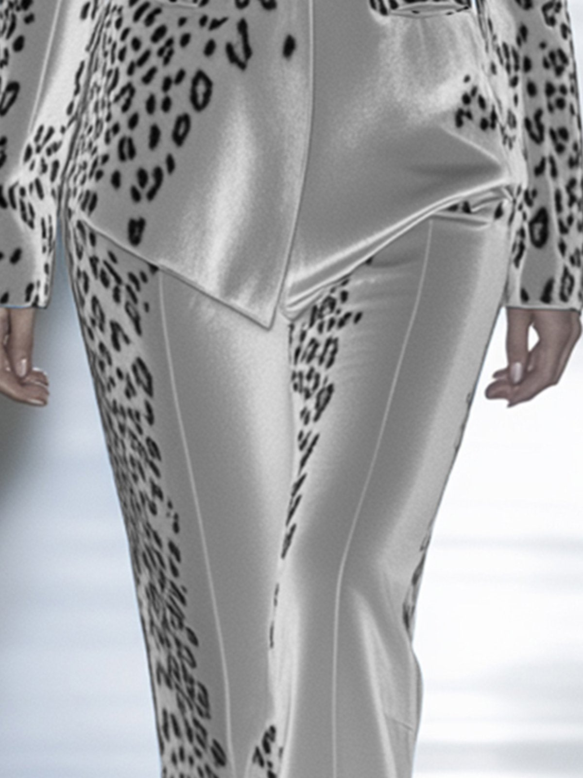 Classic Gray Velvet Leopard Print Pants