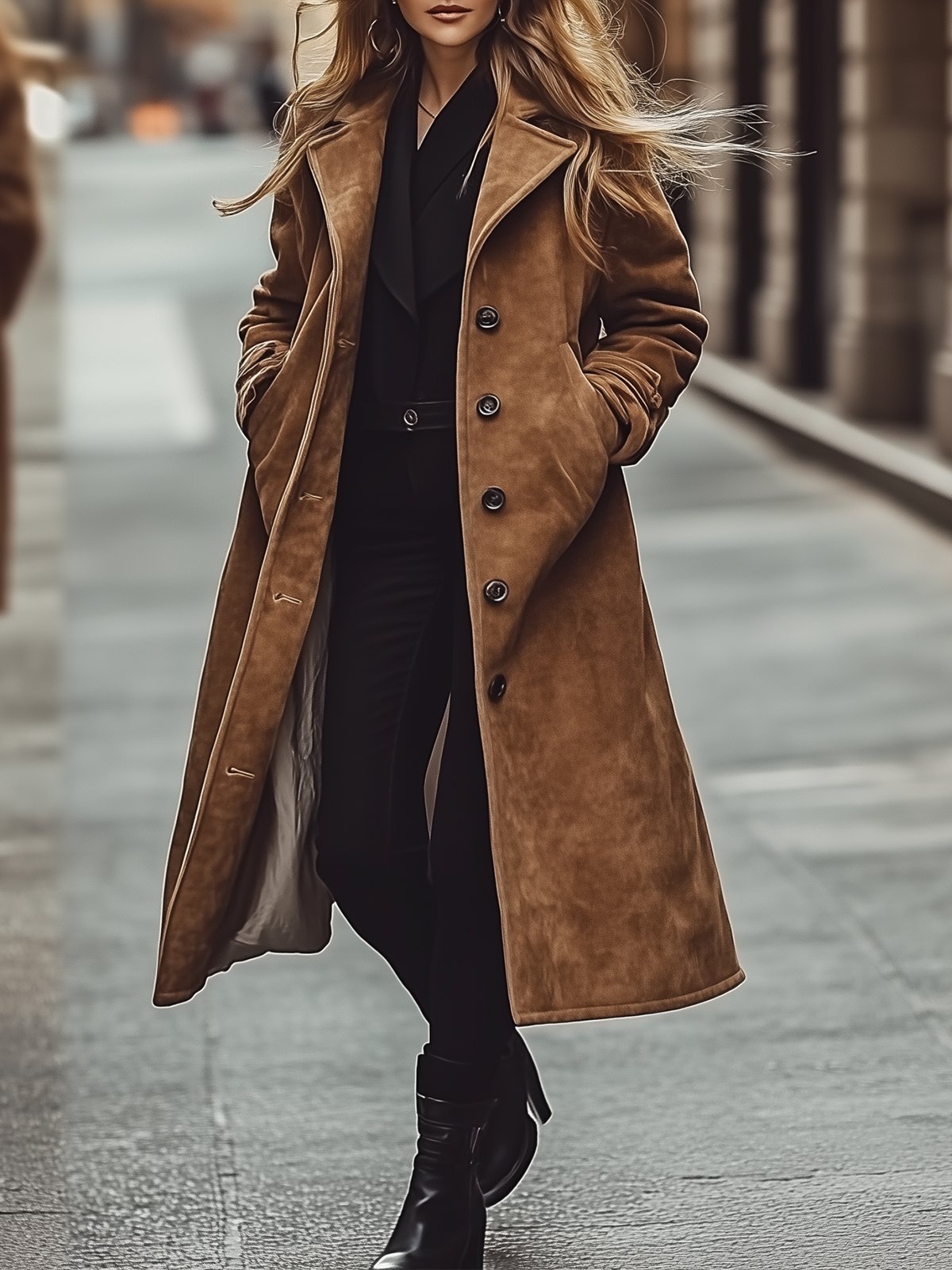 Vintage Brown Suede Thickened Coat