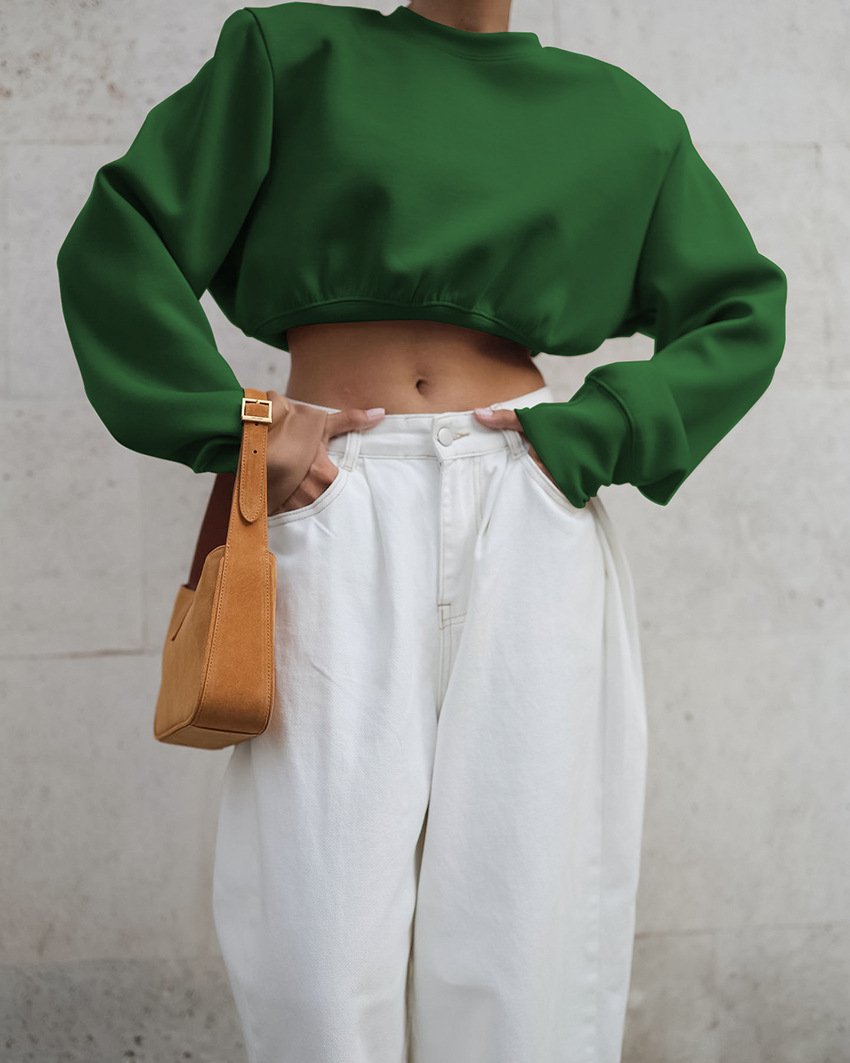 Fleece Midriff-baring Sweatshirt