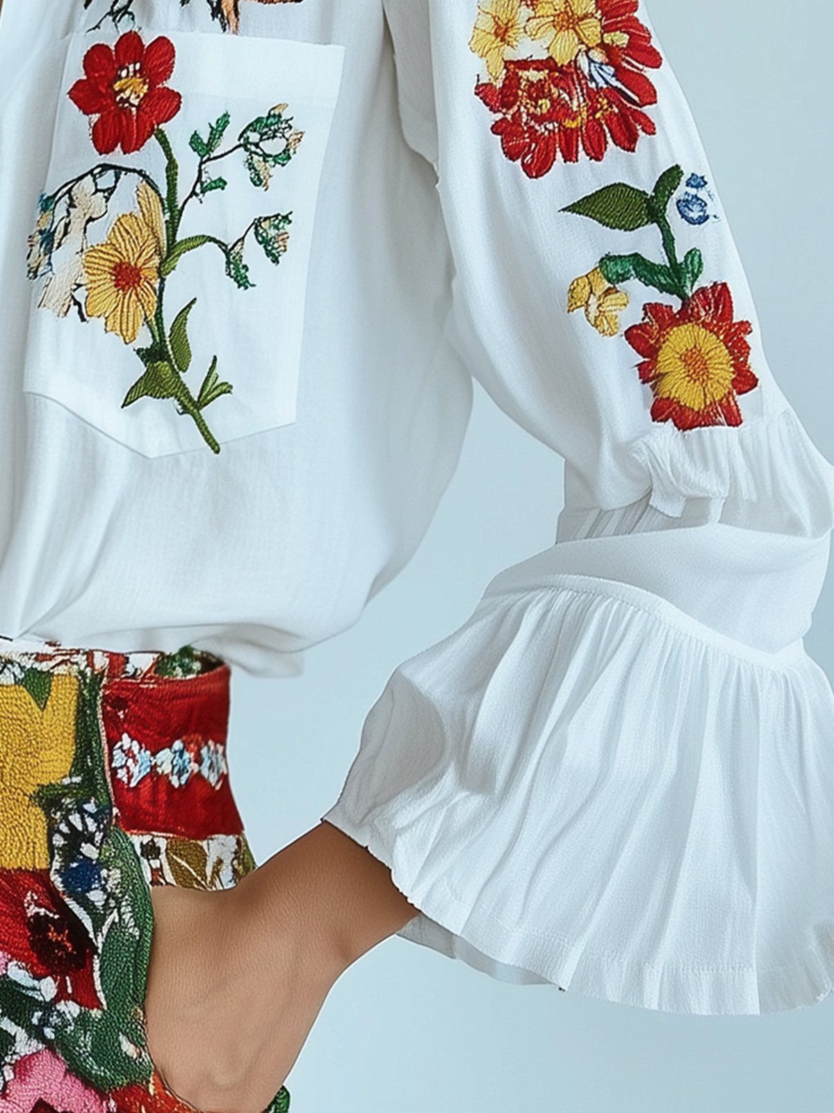 Stylish White Shirt With Floral Embroidery