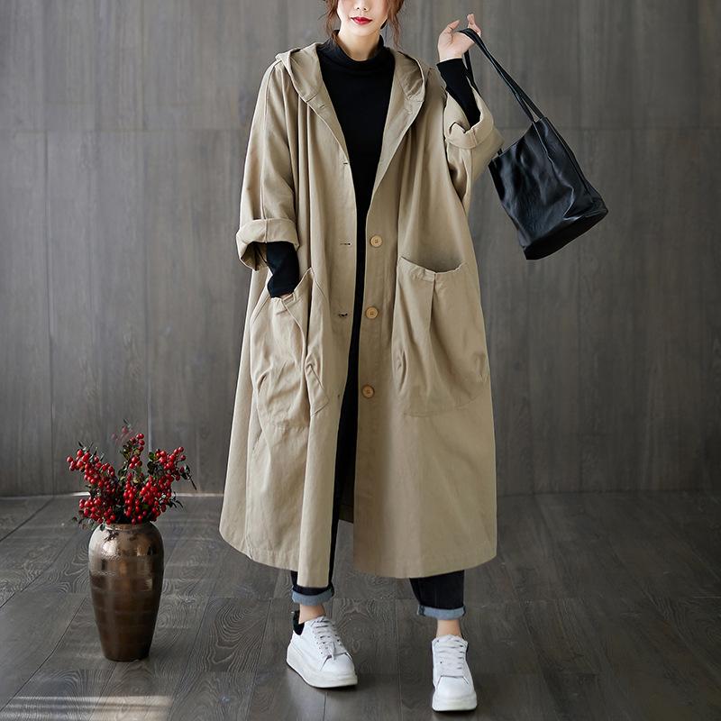 Original Solid Hooded Trench Coats