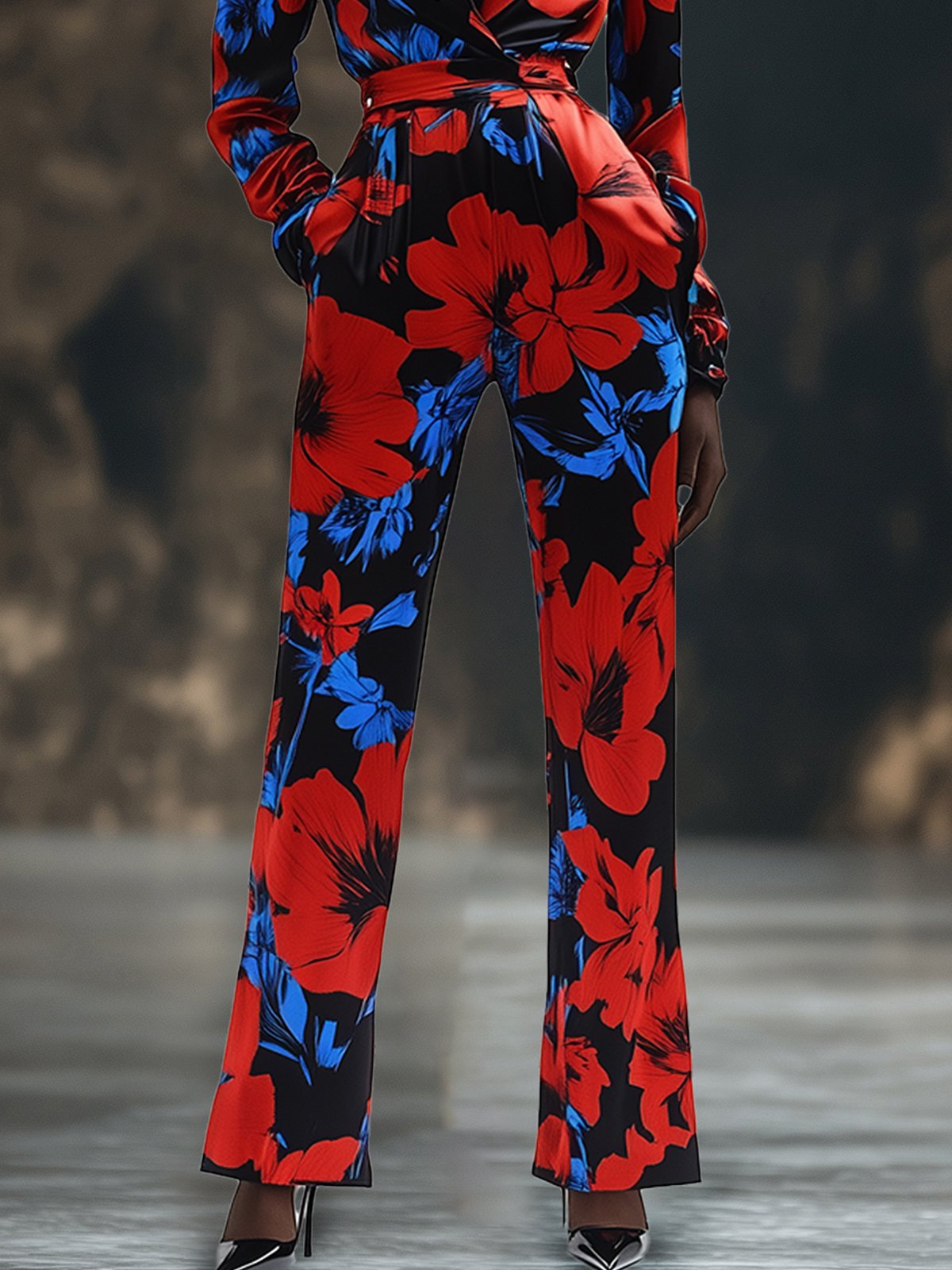 Luxurious Satin Floral Print Jumpsuit