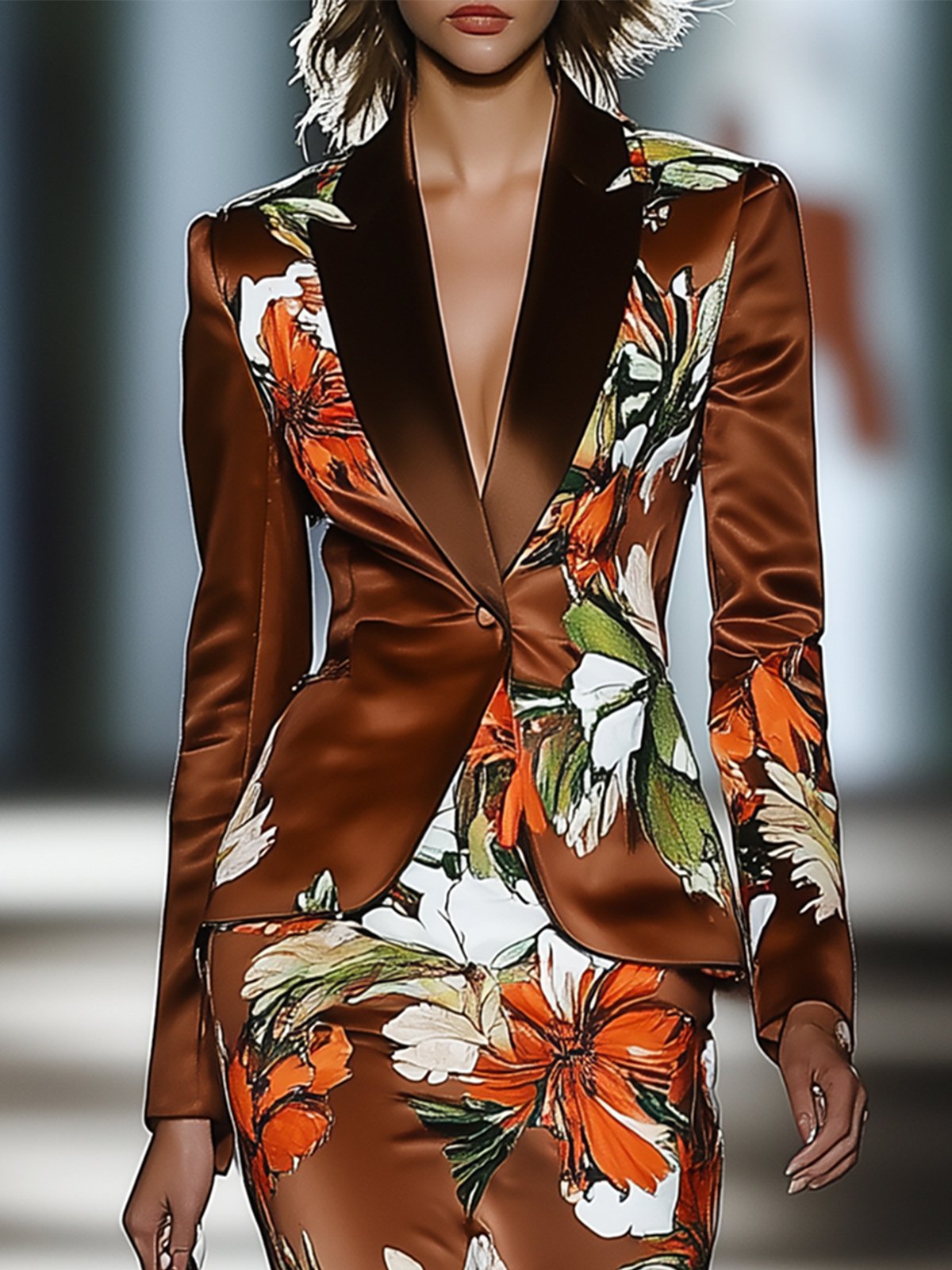 Urban Satin Floral Print Blazer