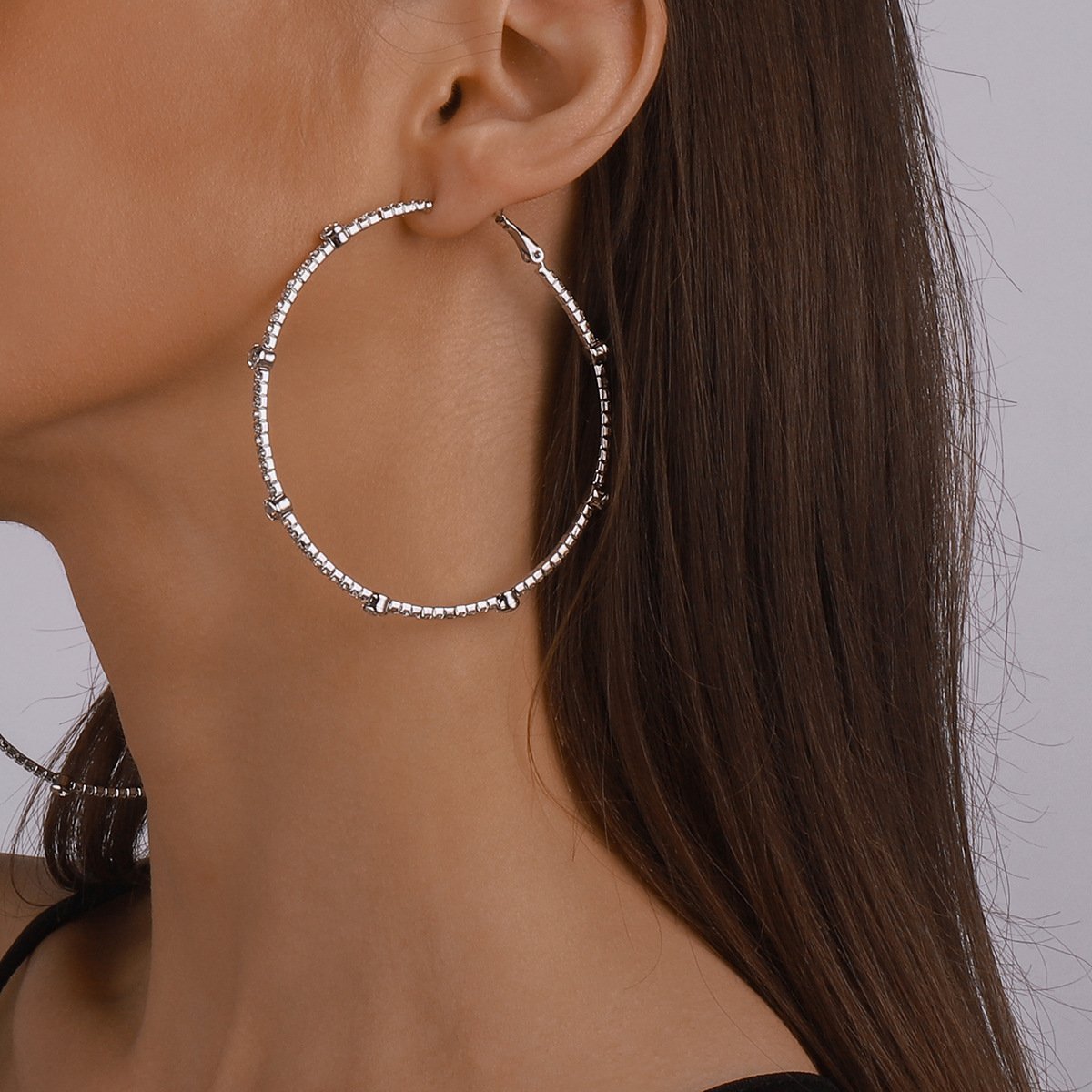 Minimalist Rhinestone Hoop Earrings