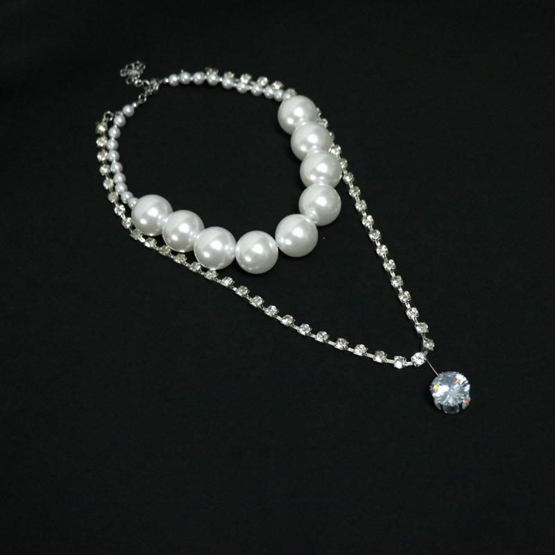 Chain Pearl Double Layer Strap Necklace