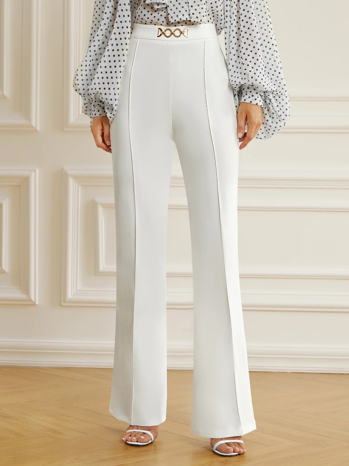 Pantalon léger taille haute avec braguette zippée