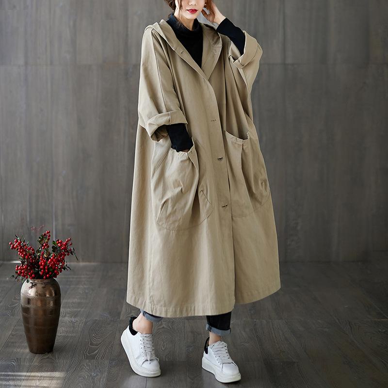 Original Solid Hooded Trench Coats