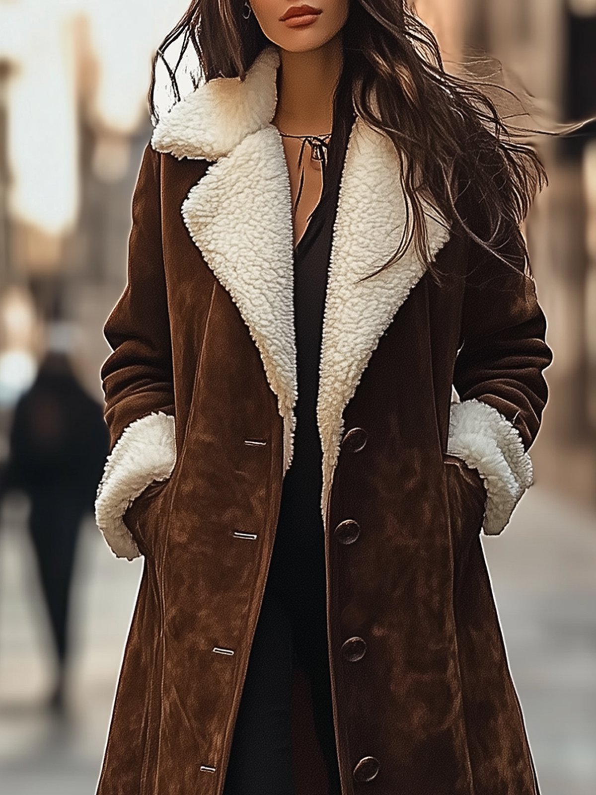 Suede Coat With Fur Lining And Fur Trim