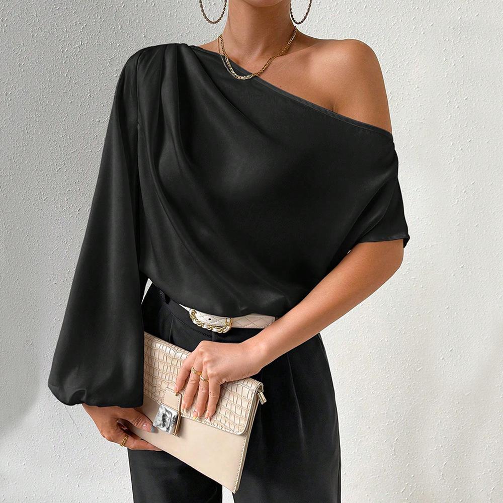 Off-shoulder Slant Neck Top