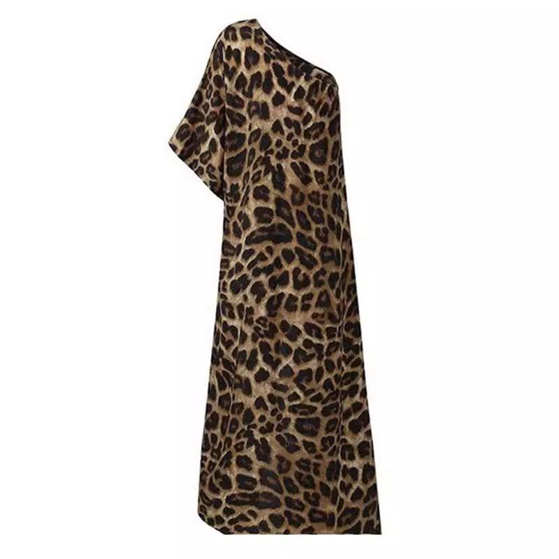 Stylish Leopard Printed Asymmetric T-Shirt Tops