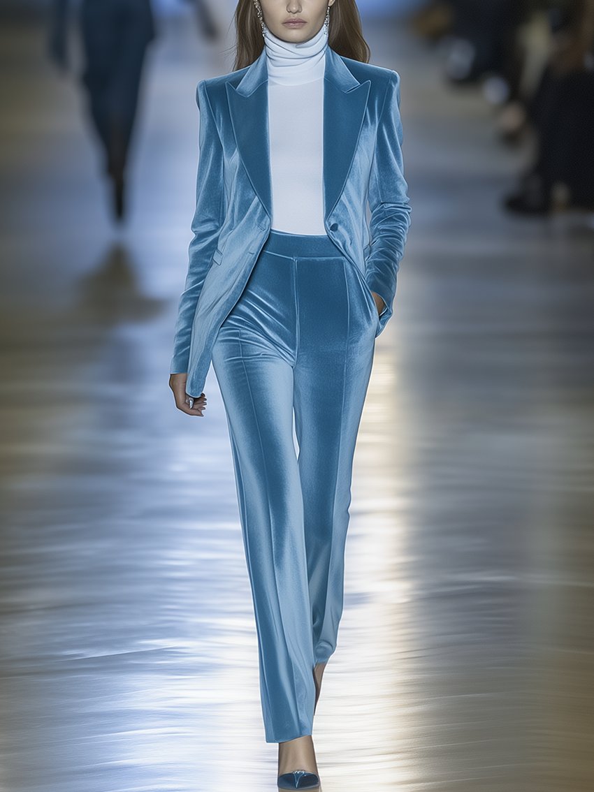 Light Blue Velvet Suit