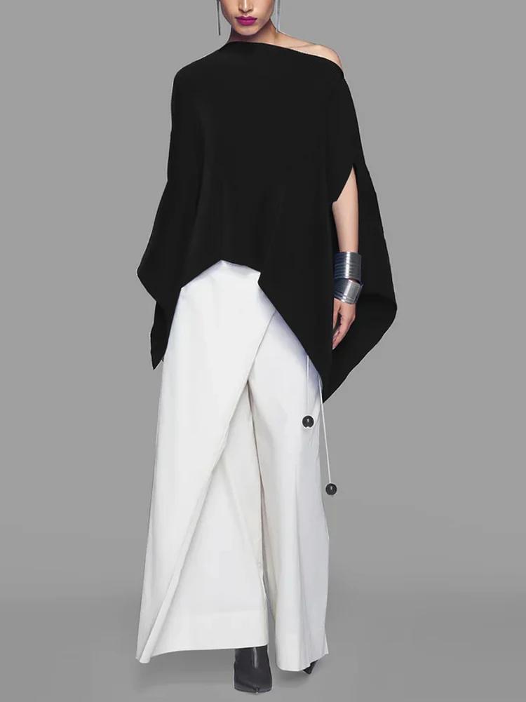 Batwing Sleeves Asymmetric Tops