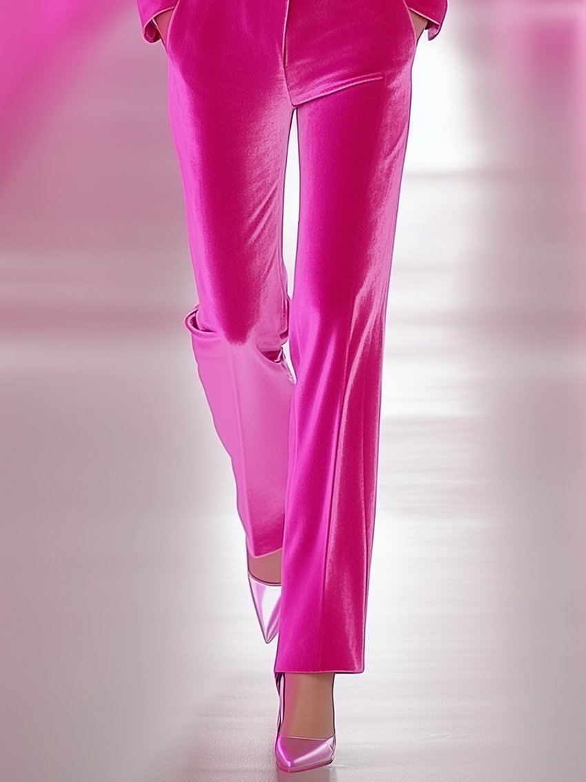 Barbie Pink Velvet Jumpsuit With Buttons