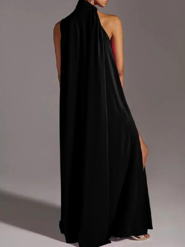 Sleeveless Split-Side Round-Neck Maxi Dresses