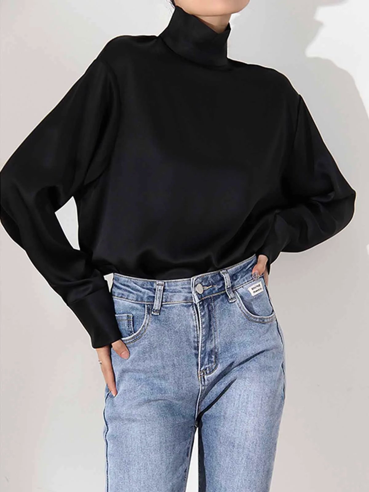 Black Turtleneck Top