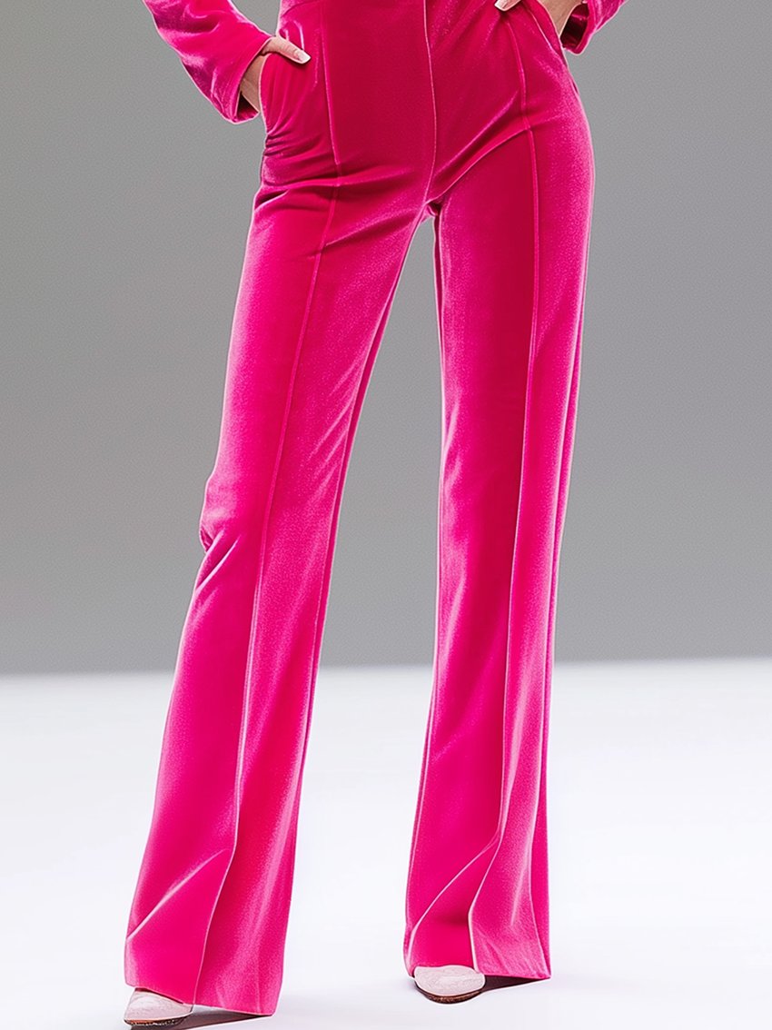 High Waist Barbie Pink Velvet Jumpsuit