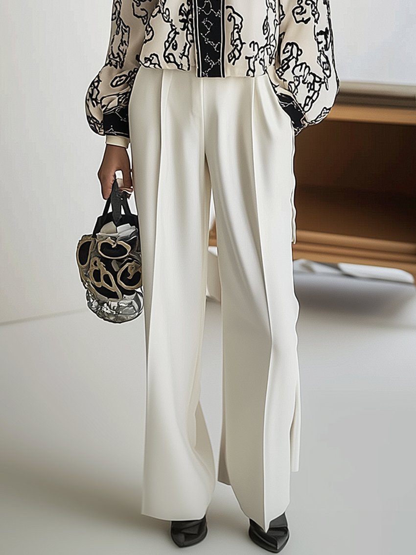 White Shirt Suit With Fashion Black Pattern