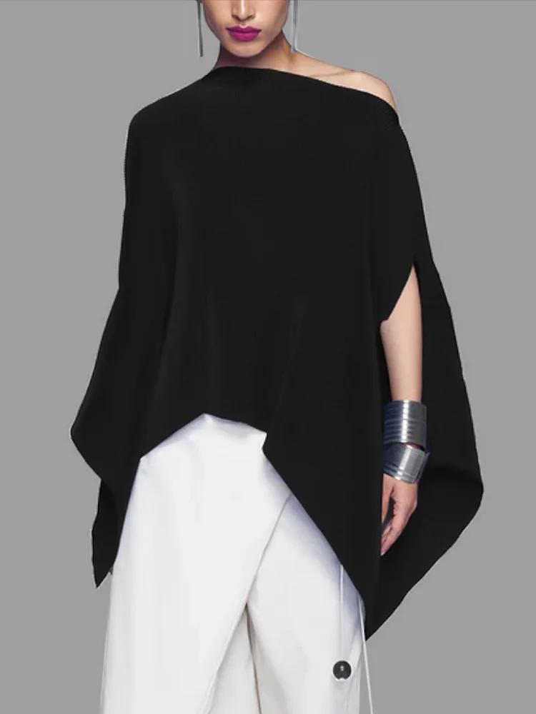 Batwing Sleeves Asymmetric Tops