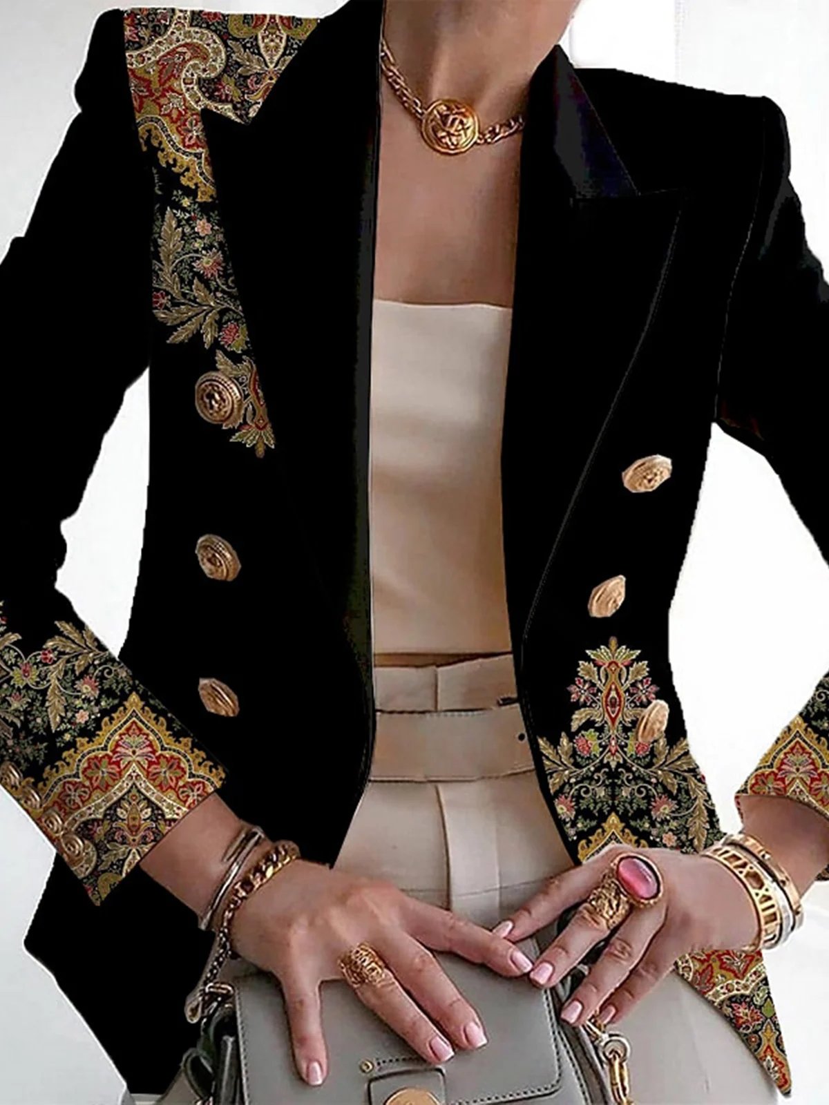 Lapel Collar Floral Print Blazer