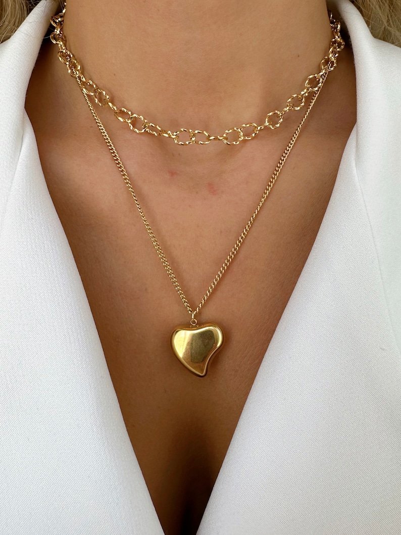 Gold Heart Charm Necklace