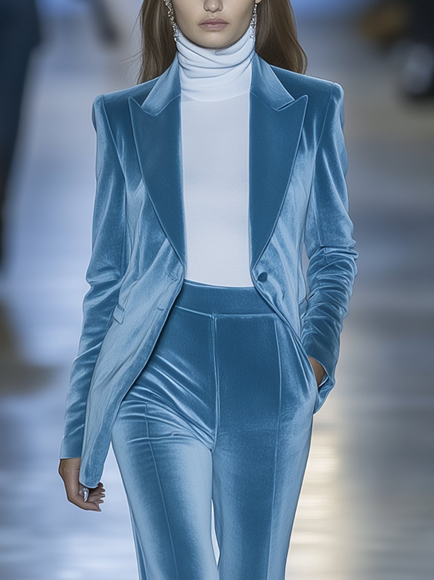 Light Blue Velvet Suit