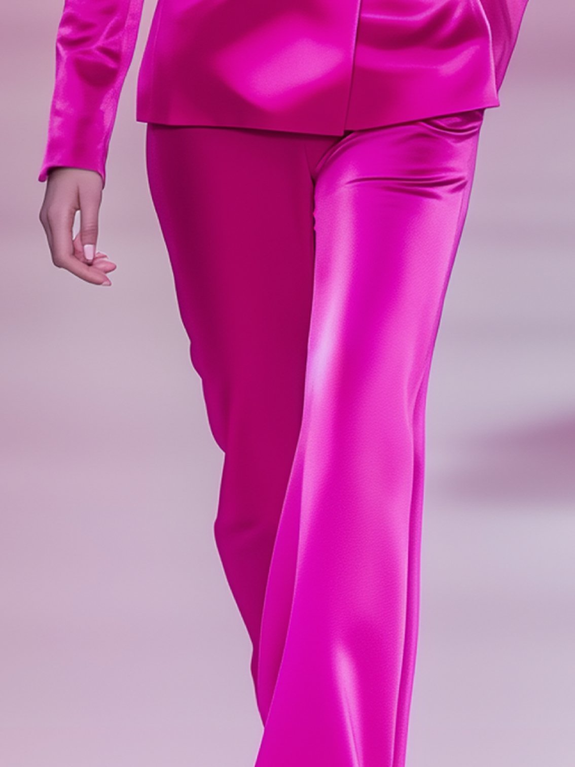 Barbie Pink Satin Pants With Light Pink Trim