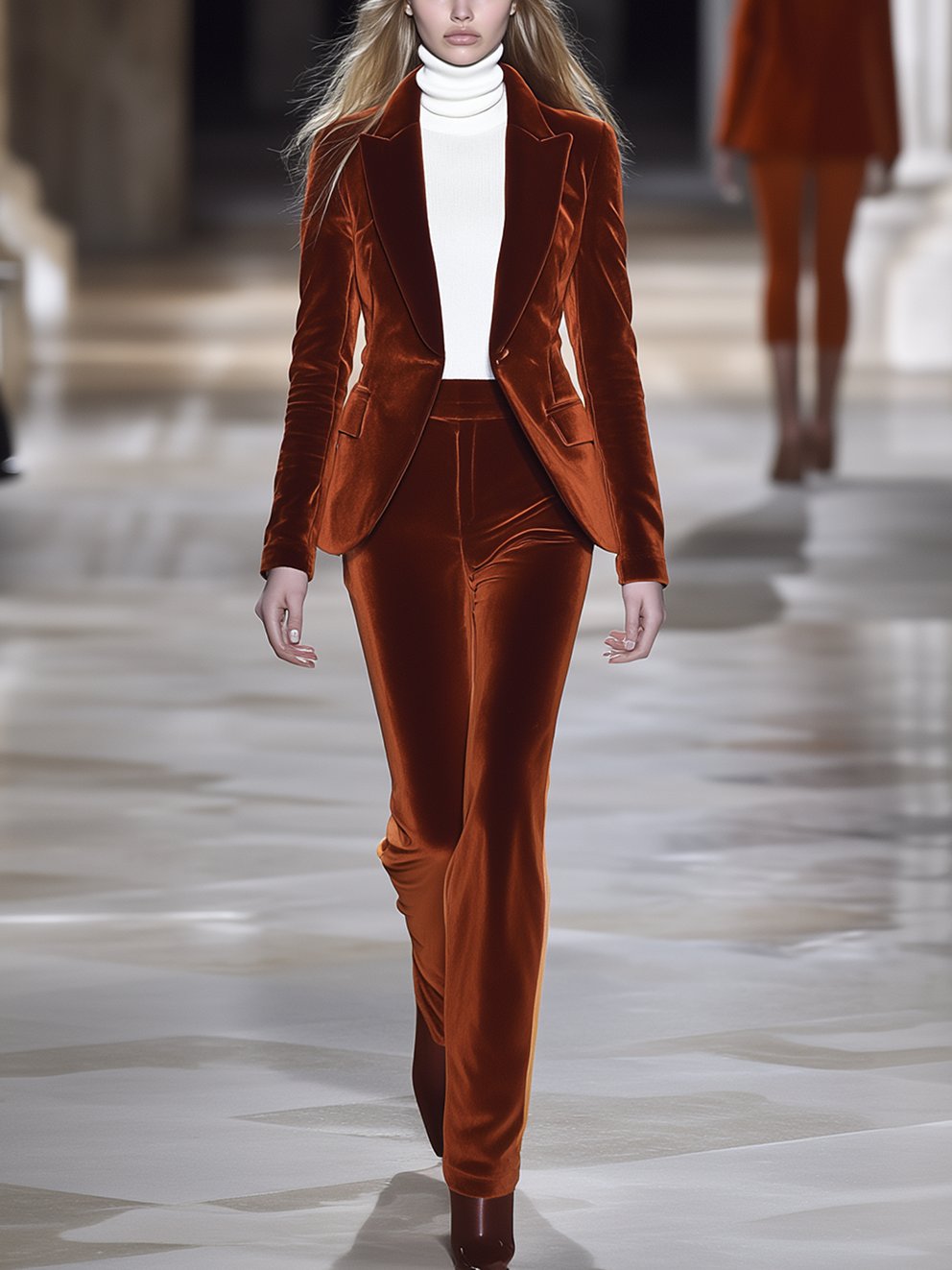 Dark Orange Velvet Suit