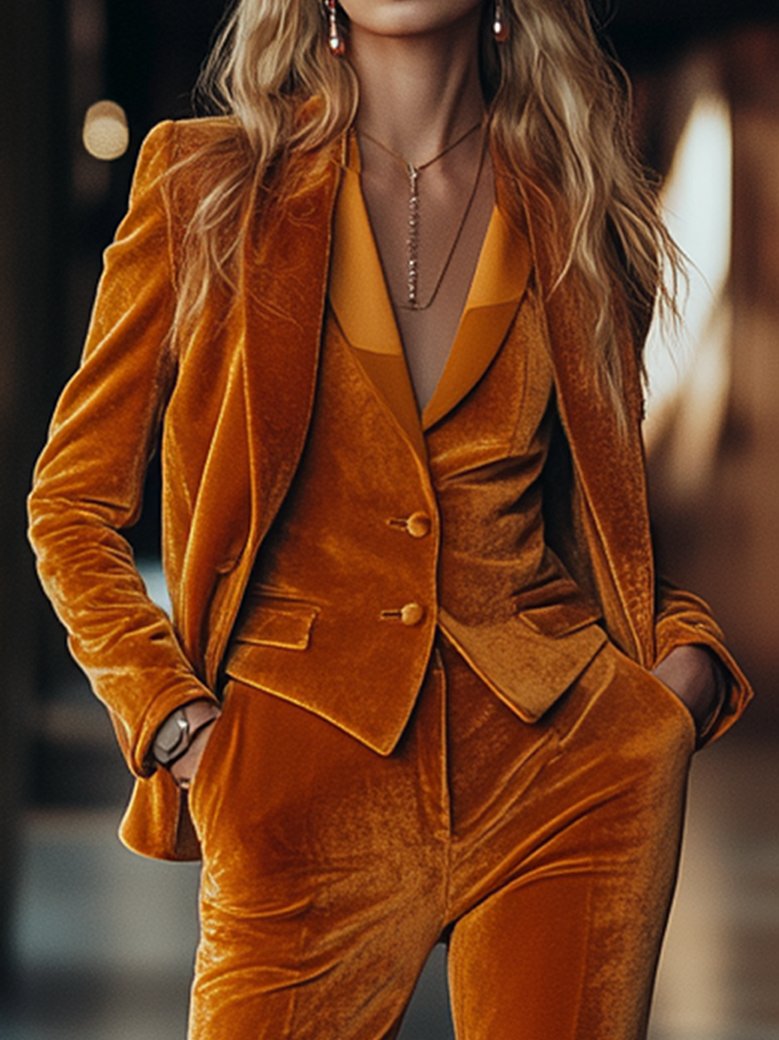 Orange Velvet Blazer