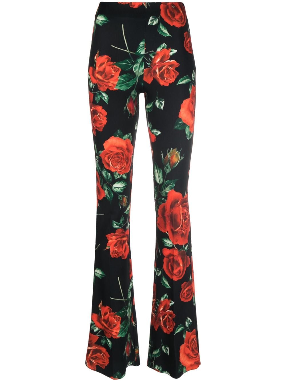 Floral-print Flared Trousers