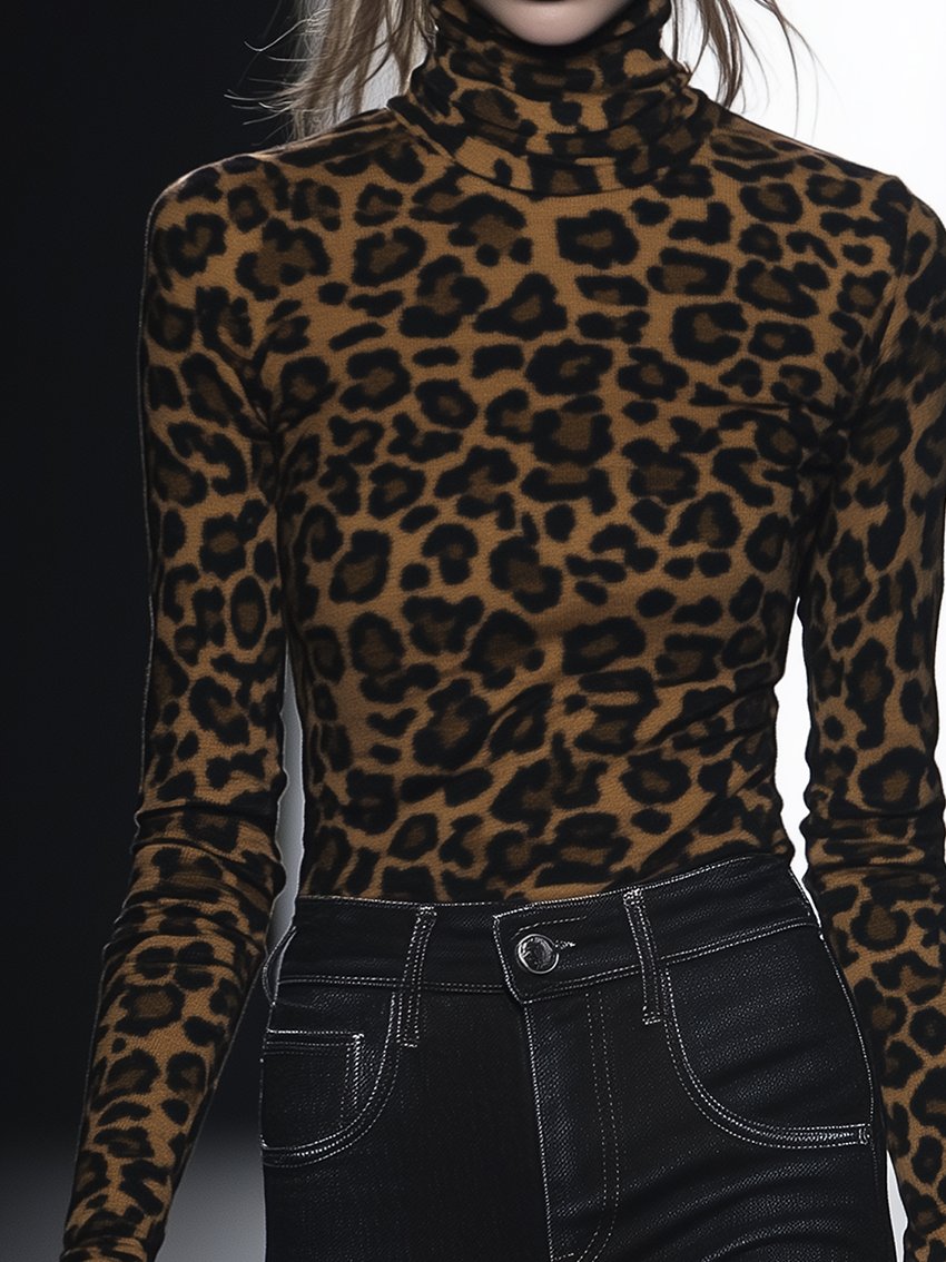 Leopard-Print Stretch Skinny T-shirt