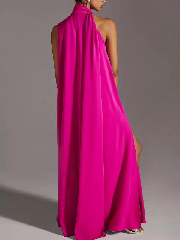 Sleeveless Split-Side Round-Neck Maxi Dresses