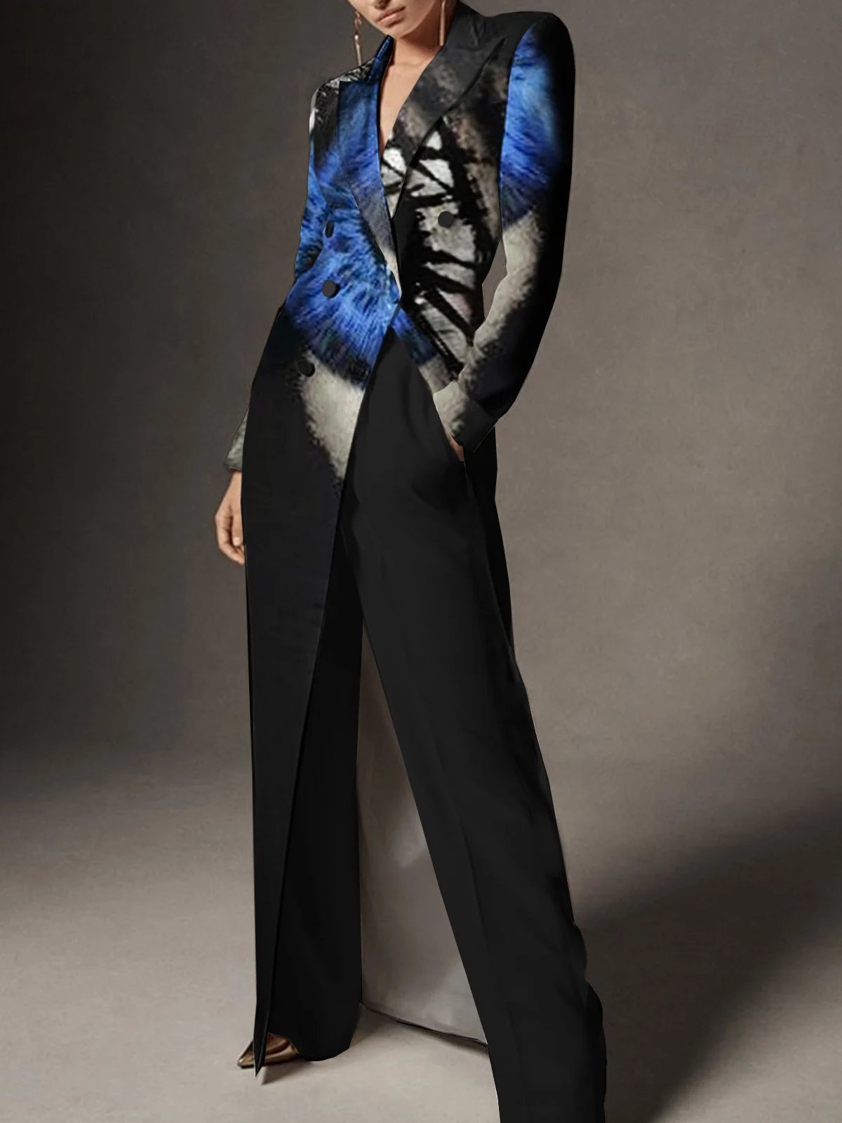 Abstract Shawl Collar Blazer