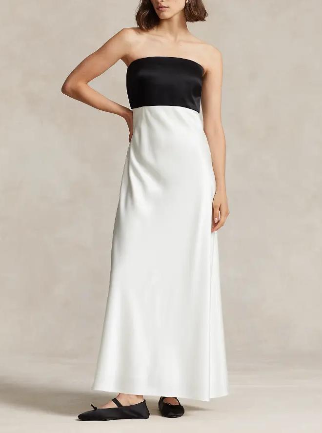 Strapless Two-Tone Satin Dress