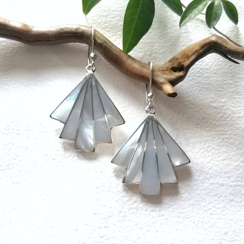 Handcrafted Fan Pearl Earrings