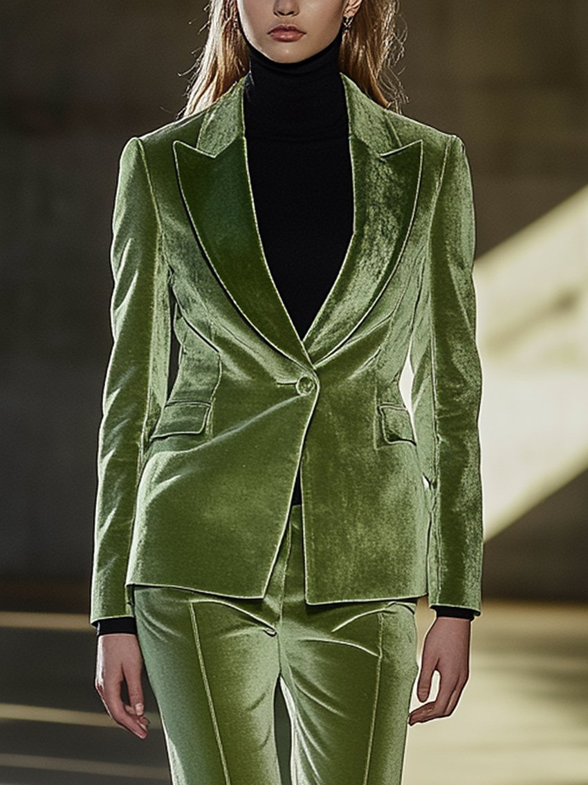 Olive Velvet Suit