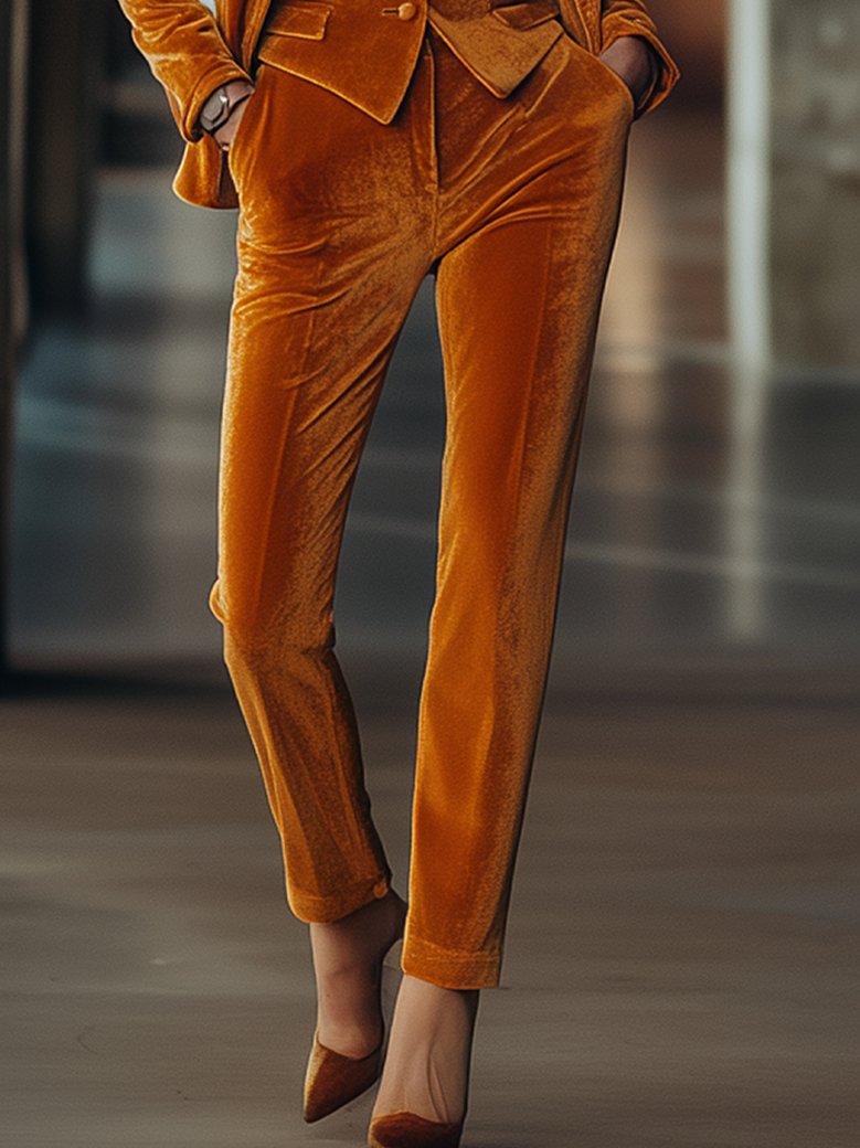 Orange Velvet Suit