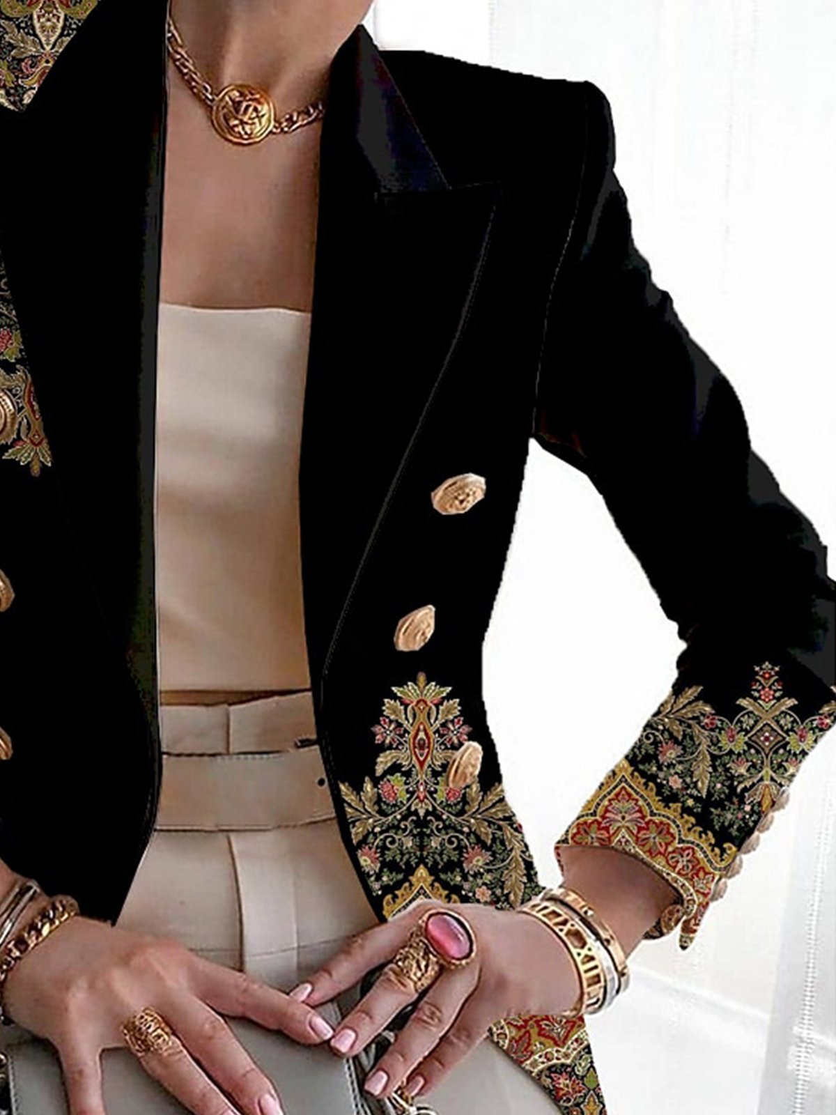 Lapel Collar Floral Print Blazer