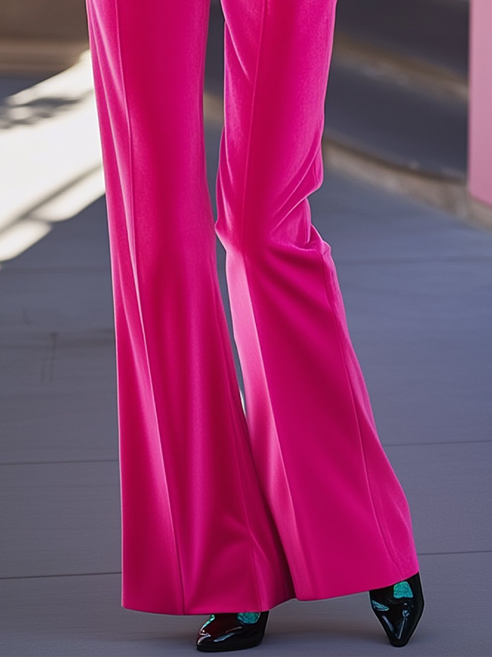 Barbie Pink Velvet Pants With Black Trim